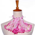 Fashion floral print polyester square silk chiffon neckwear scarf